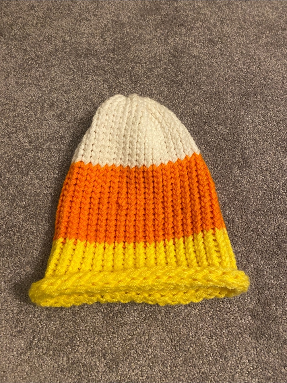 Halloween Candy Corn Knit Beanie - Yellow, Orange & White